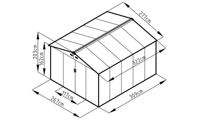 Cobertizo metálico ARCHER E - 8,92 m²