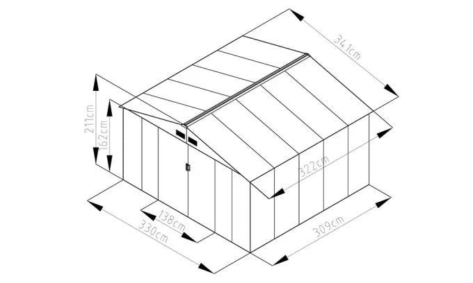 Cobertizo metálico ARCHER F - 10,98 m²
