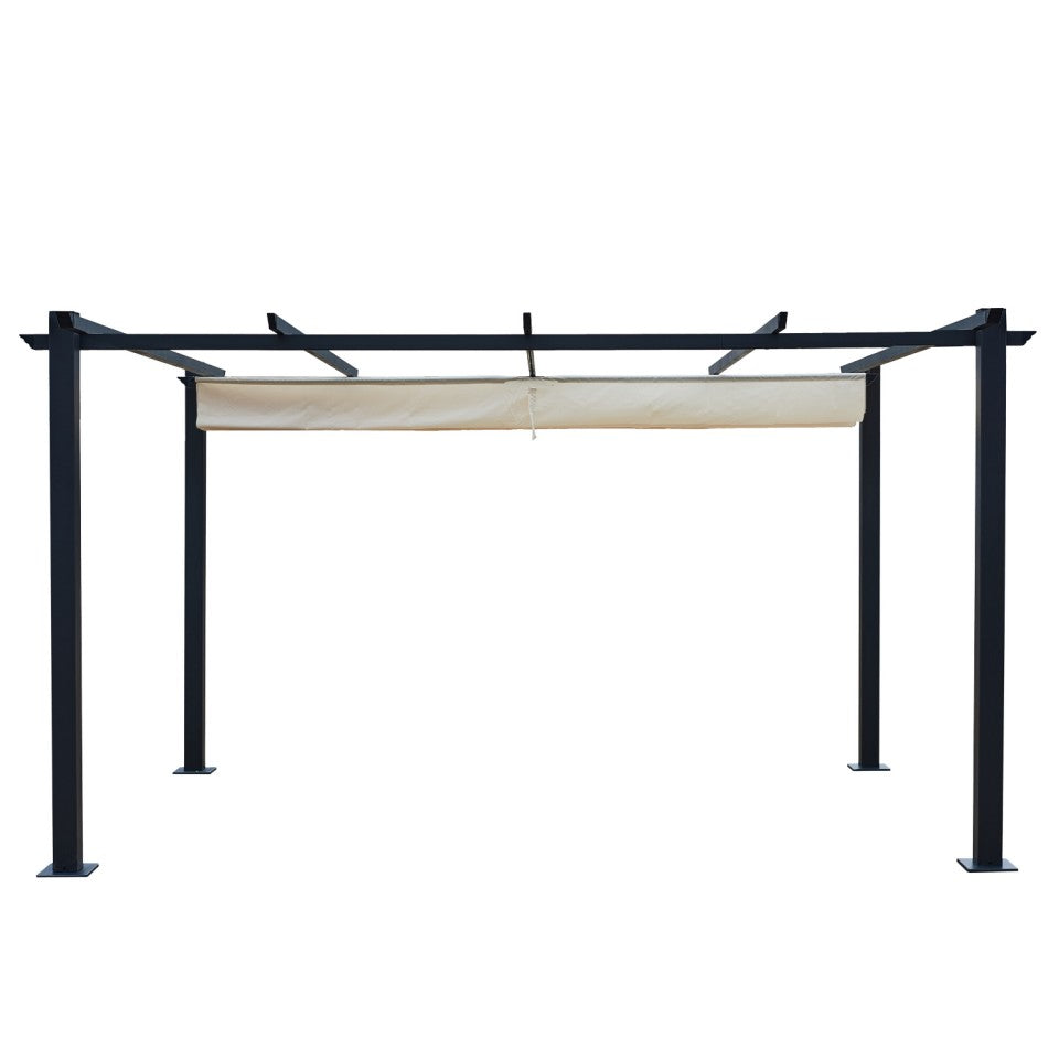 Tonnelle / Pergola aluminium, 3x4m, toile coulissante rétractable